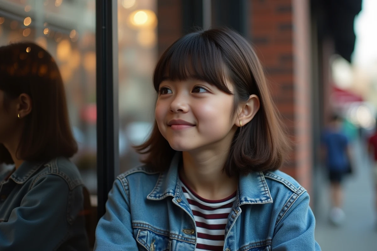 Jeune fille regardant par la fenêtre d
