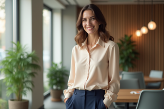 Femme confiante dans un bureau lumineux et moderne