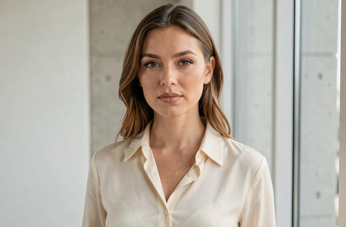 Portrait en gros plan d'une femme aux traits symétriques illustrant les critères scientifiques de beauté universelle