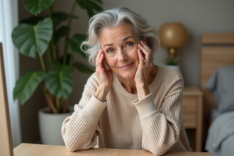 Femme appliquant du concealer autour des yeux