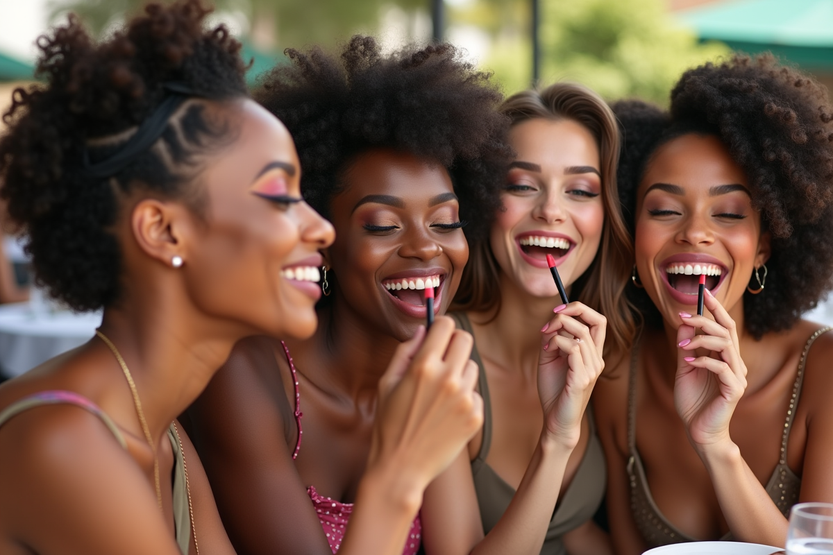 Femmes souriantes partageant des astuces maquillage