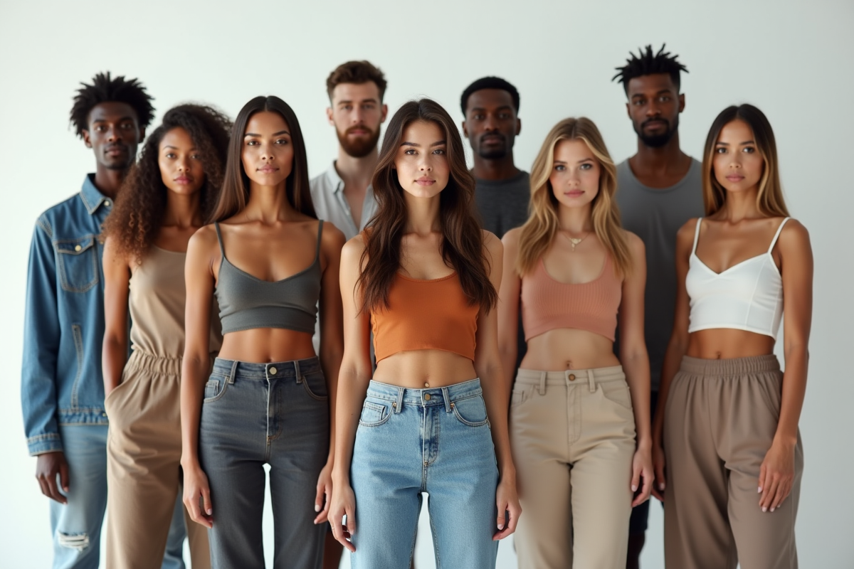 Groupe de modèles divers en studio lumineux